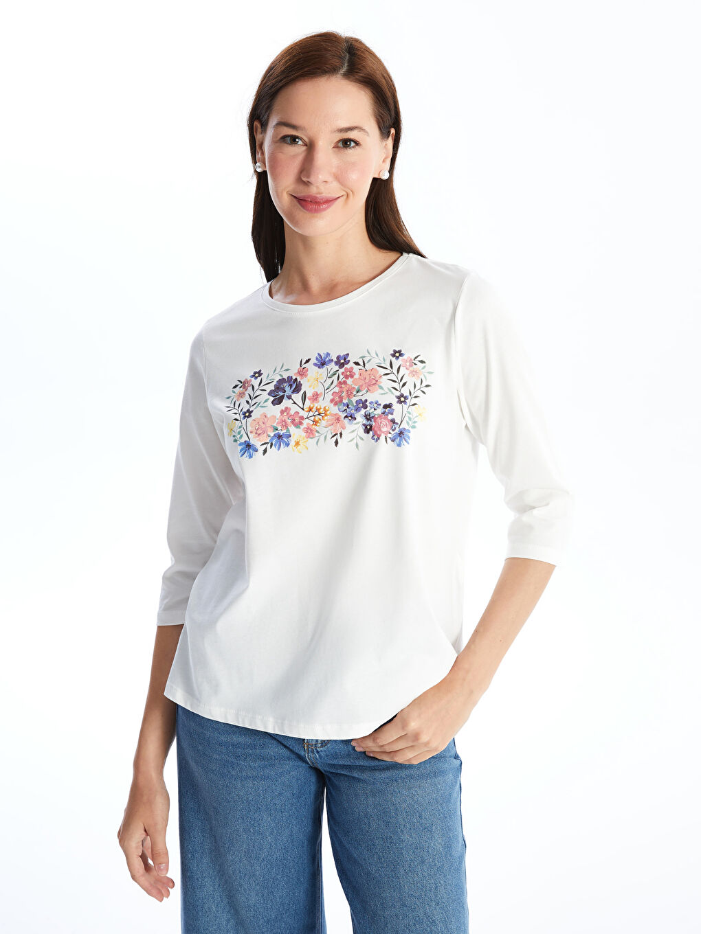 Crew Neck Printed Women's T-shirt -S47149Z8-J5E