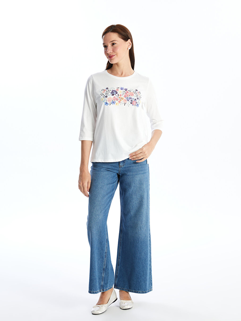 Crew Neck Printed Women's T-shirt -S47149Z8-J5E