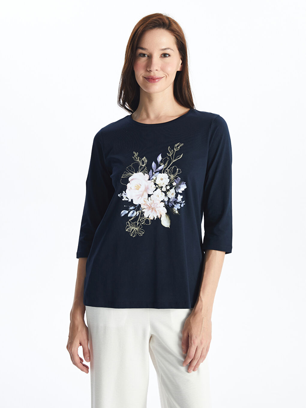 Crew Neck Printed Women's T-shirt -S47149Z8-YBY