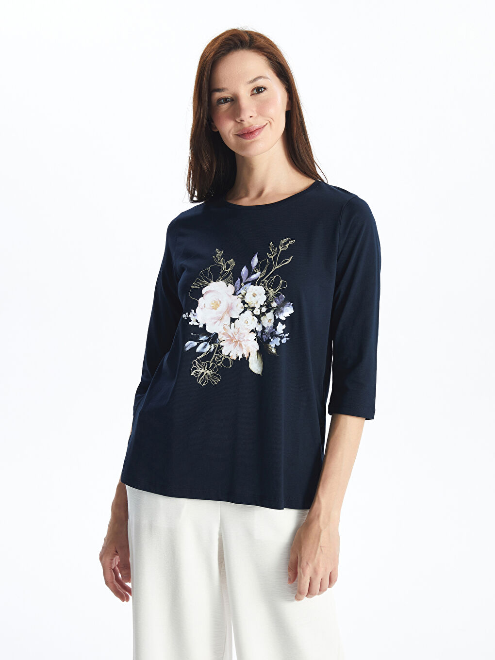 Crew Neck Printed Women's T-shirt -S47149Z8-YBY