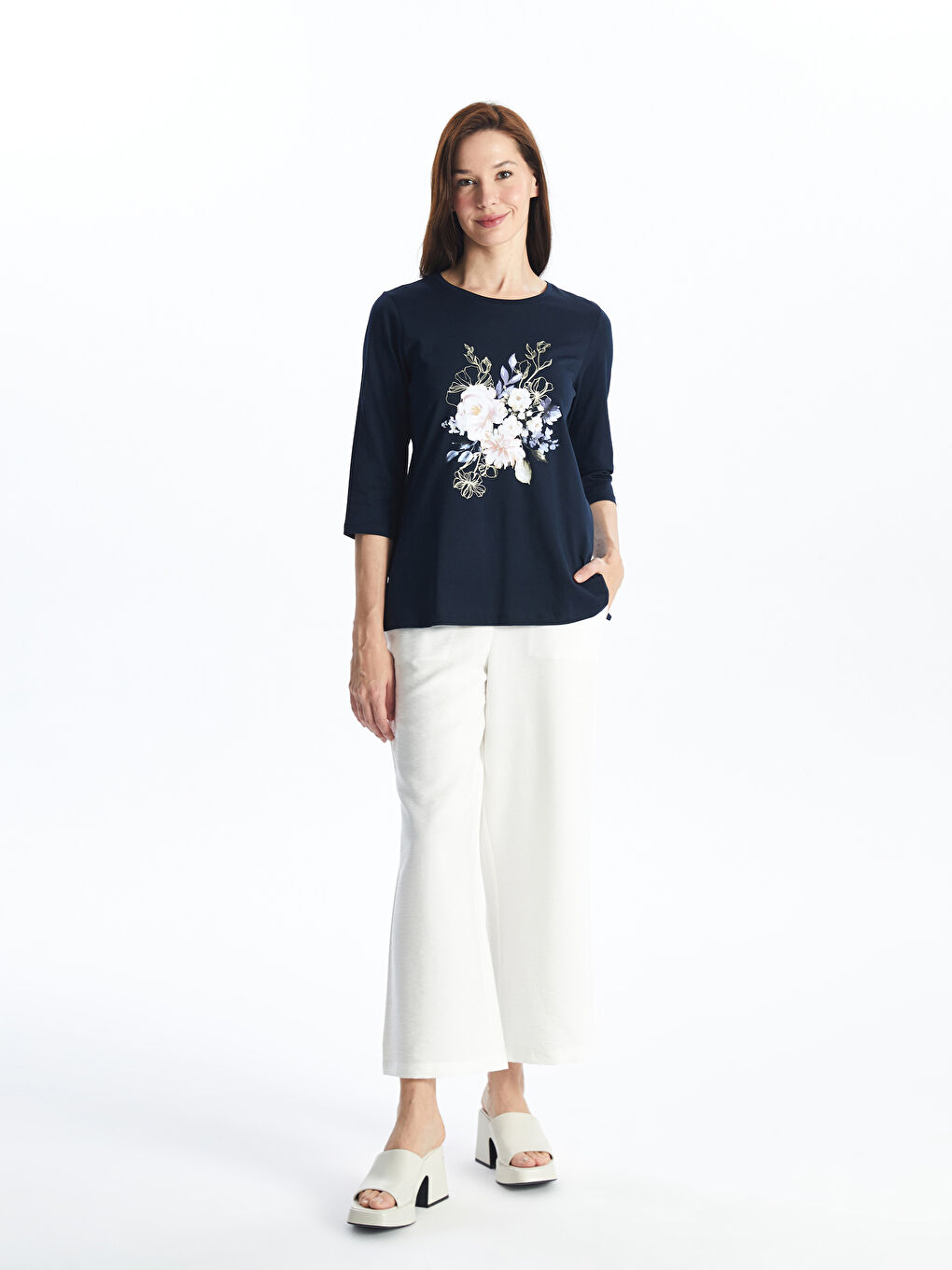 Crew Neck Printed Women's T-shirt -S47149Z8-YBY