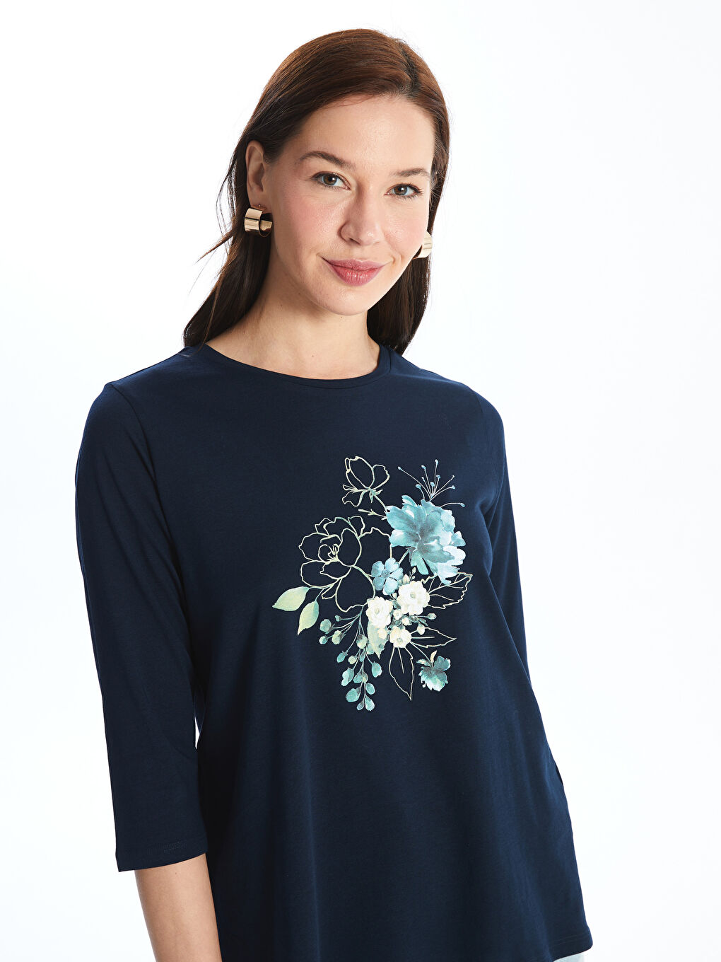 Crew Neck Printed Women's T-shirt -S47149Z8-YGH