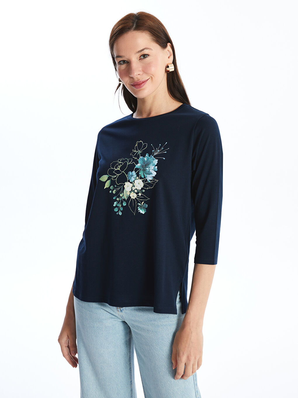Crew Neck Printed Women's T-shirt -S47149Z8-YGH