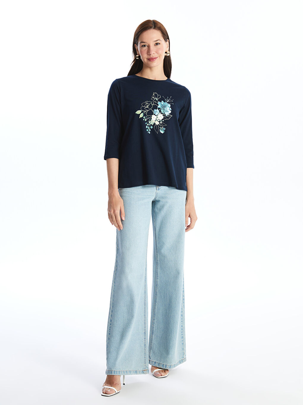 Crew Neck Printed Women's T-shirt -S47149Z8-YGH