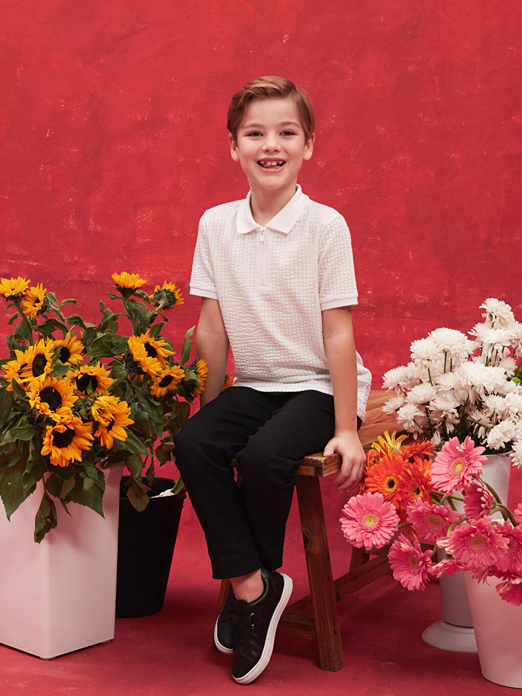 Polo Neck Short Sleeve Boy T-Shirt -S47157Z4-Q6K