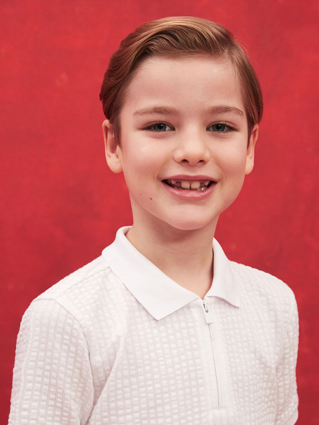 Polo Neck Short Sleeve Boy T-Shirt -S47157Z4-Q6K