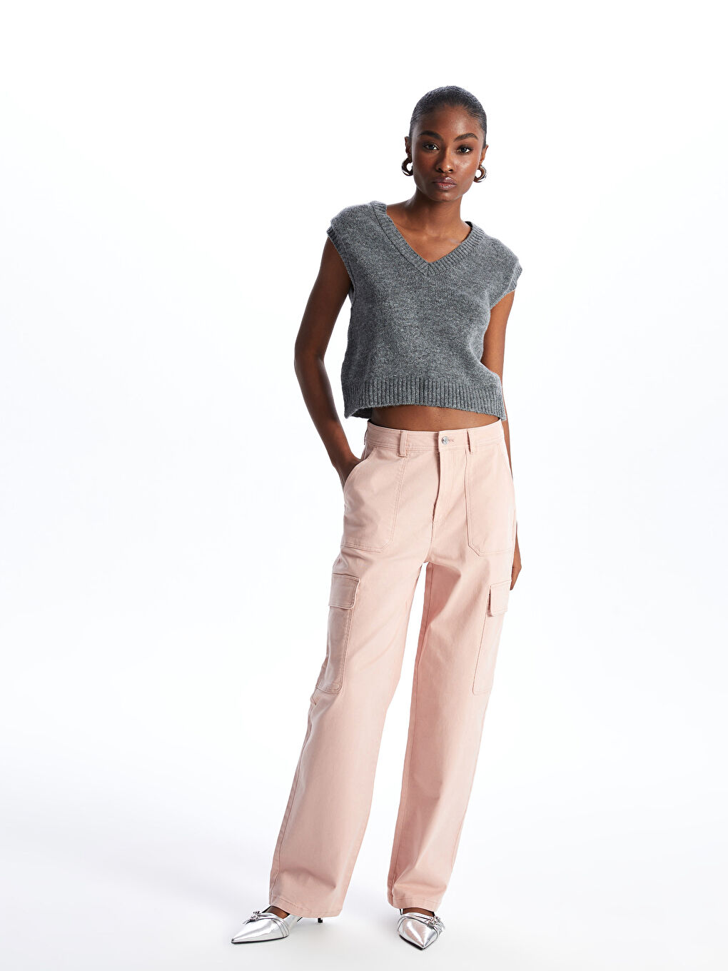 LC Waikiki Standard Fit Gabardine Women's Cargo Trousers -S47160Z8-V5V