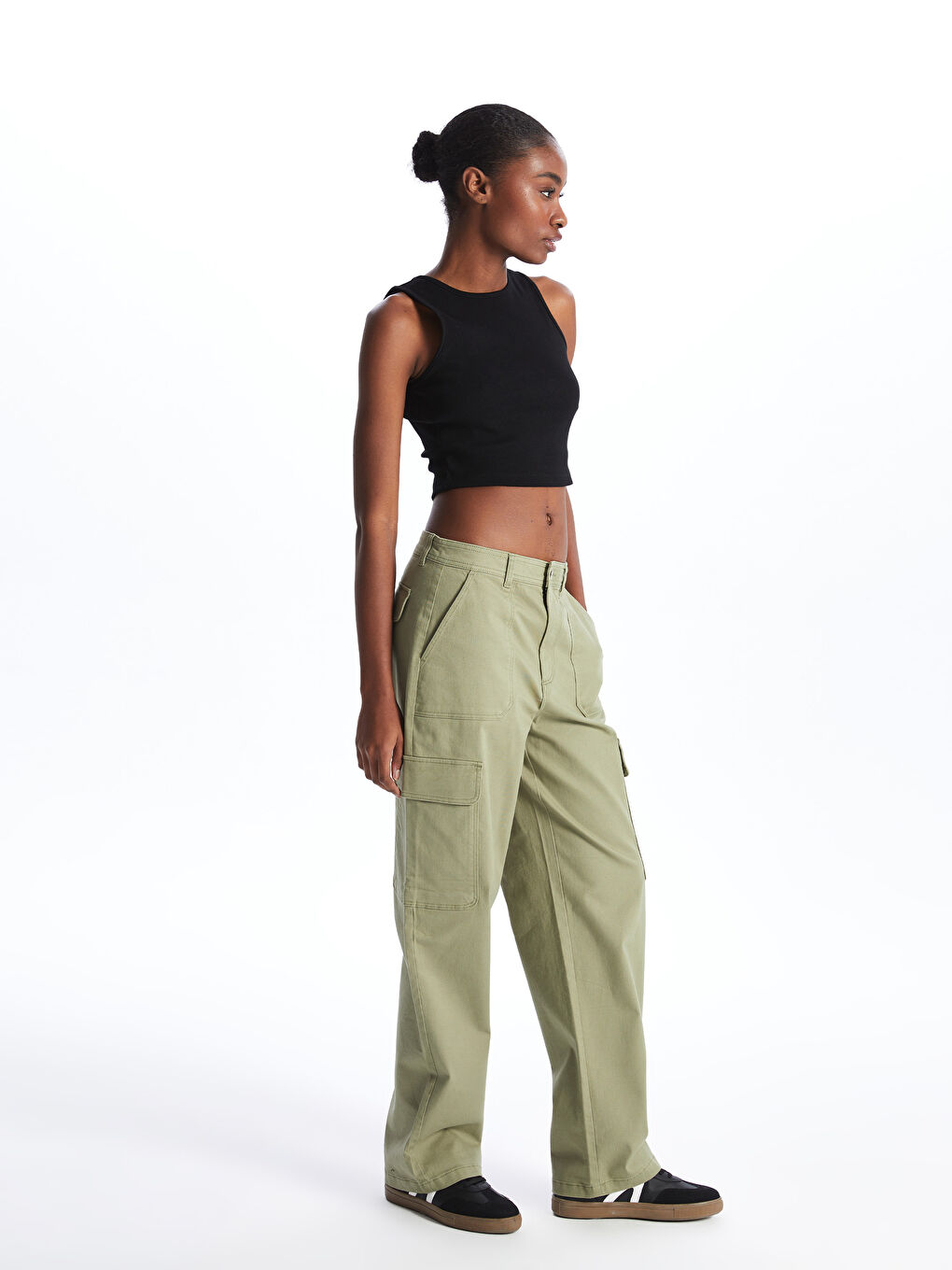 Standard Fit Gabardine Women's Cargo Trousers-1