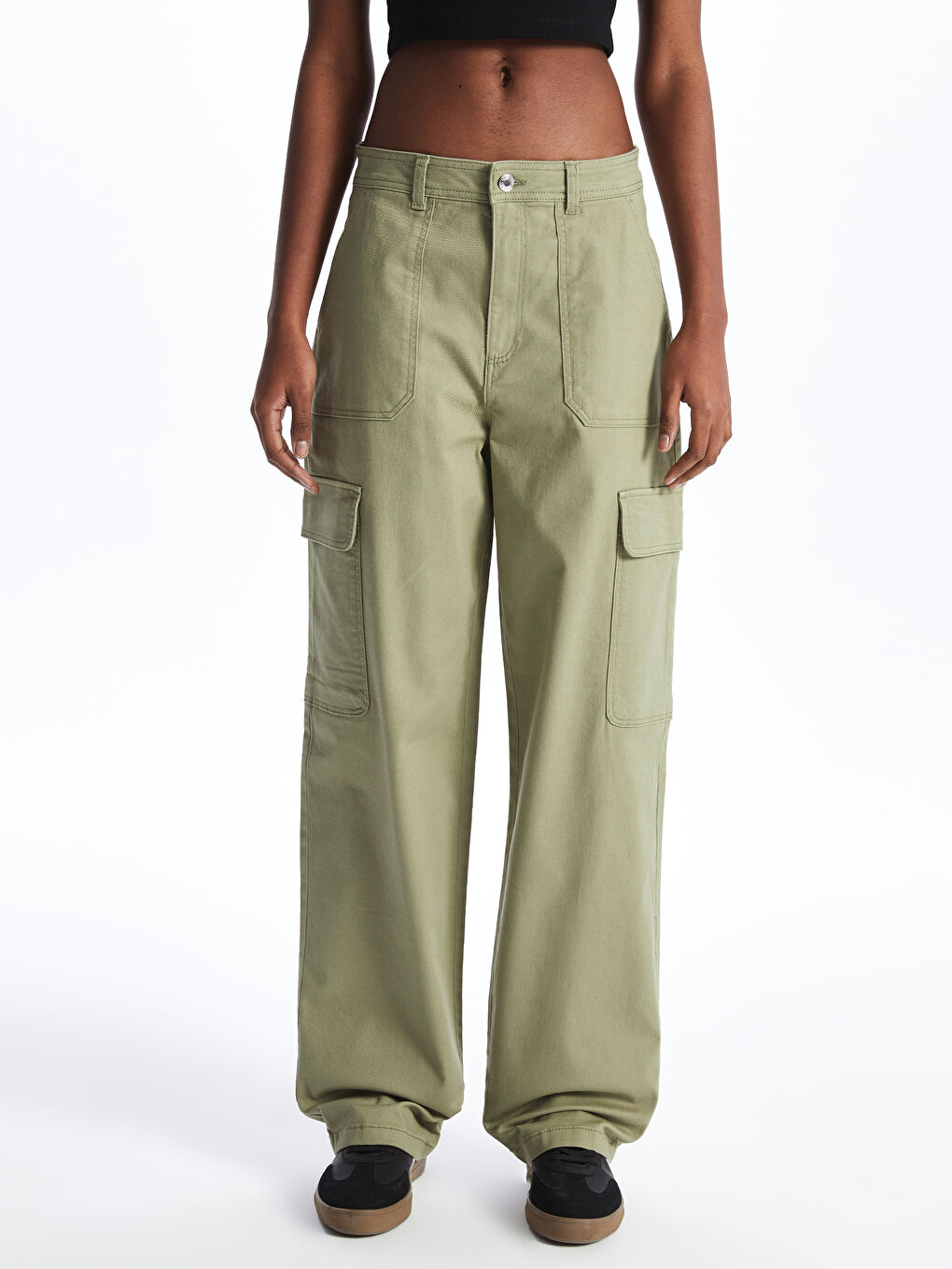 Standard Fit Gabardine Women's Cargo Trousers-3