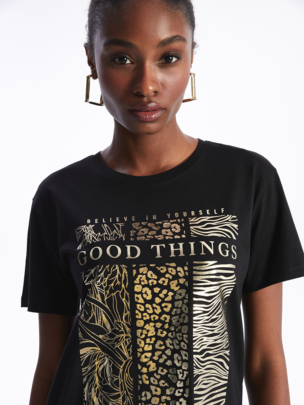 Crew Neck Printed Short Sleeve Women's T-Shirt -S47194Z8-CVL