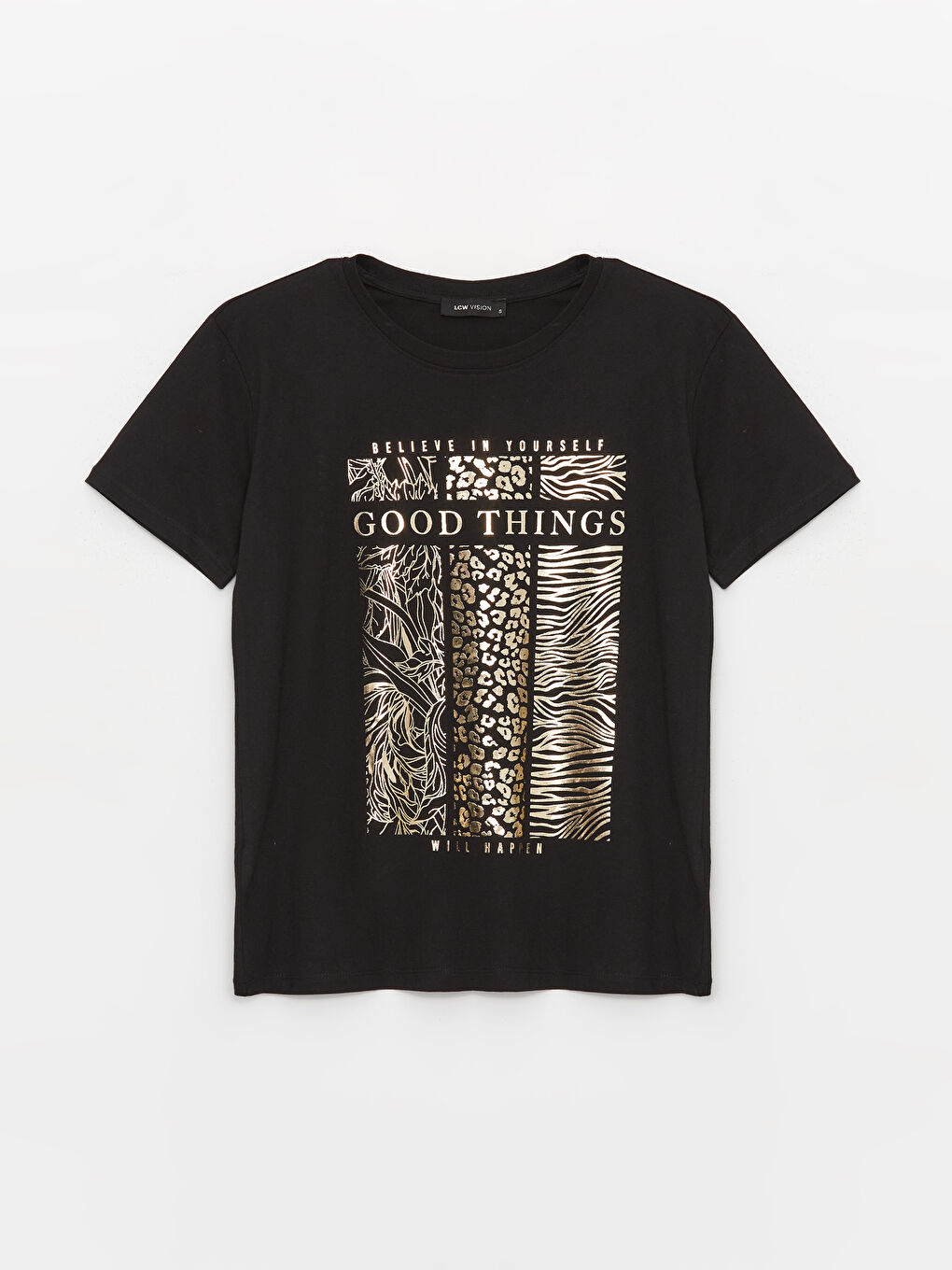 Crew Neck Printed Short Sleeve Women's T-Shirt -S47194Z8-CVL