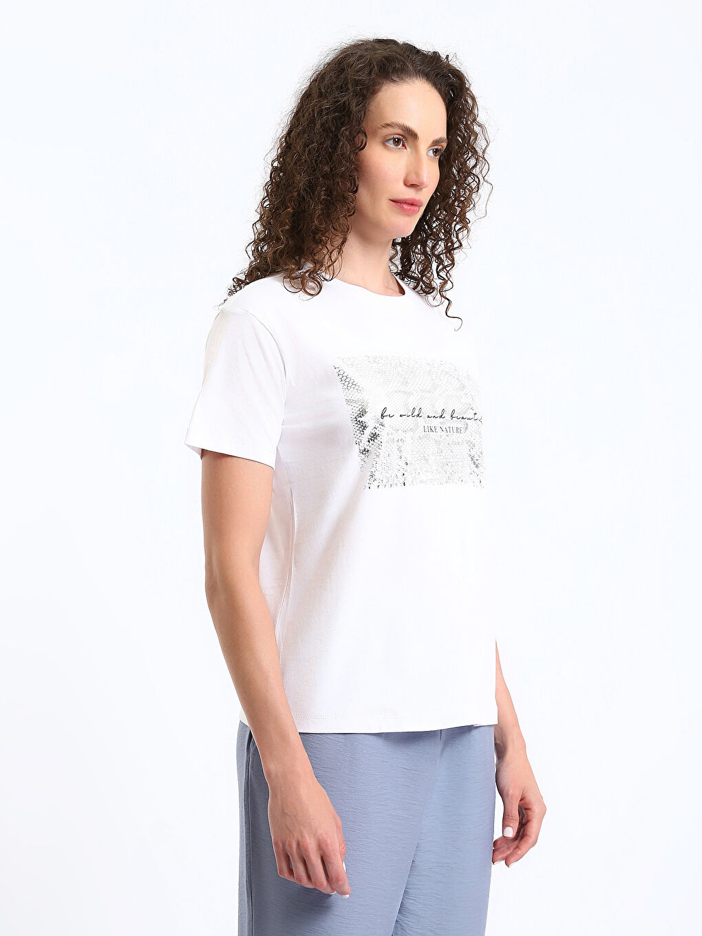 Crew Neck Printed Short Sleeve Women's T-Shirt-6