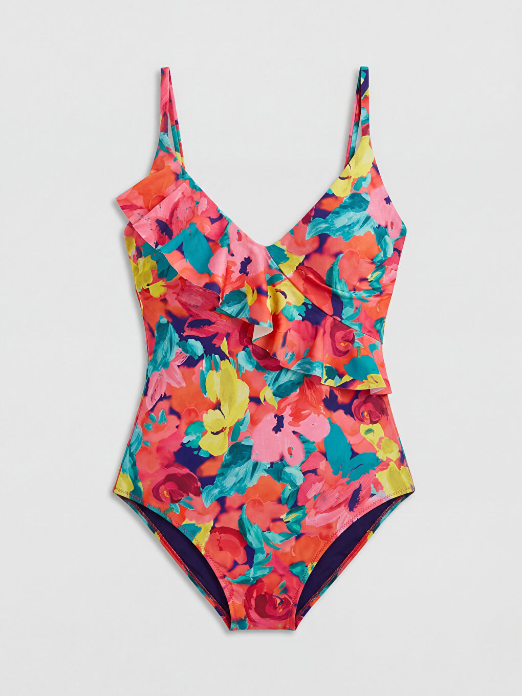 UV Protective V Neck Patterned Women's Swimsuit