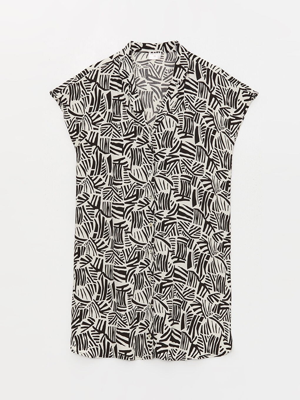 Collared Neck Patterned Short Sleeve Women's Beach Dress -S47256Z8-LQJ