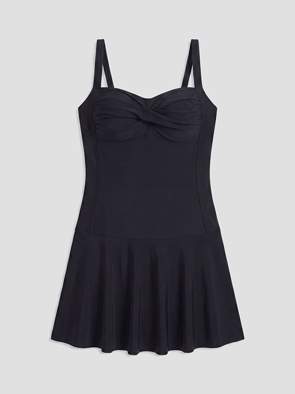 Siyah Büzgü Detaylı Kadın Etekli Mayo