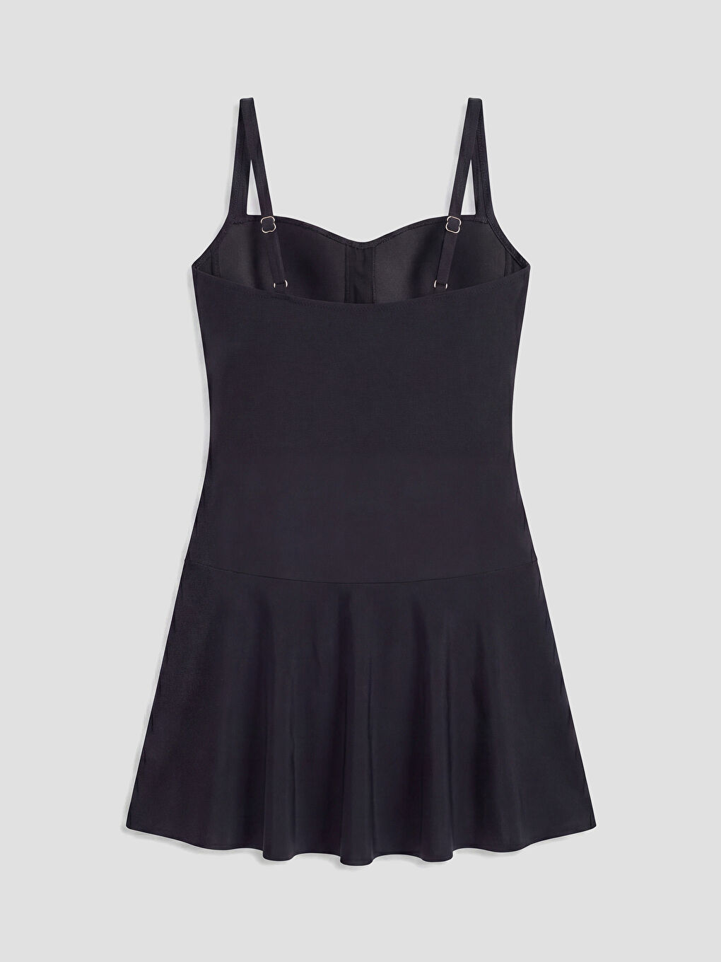 Siyah Büzgü Detaylı Kadın Etekli Mayo-1