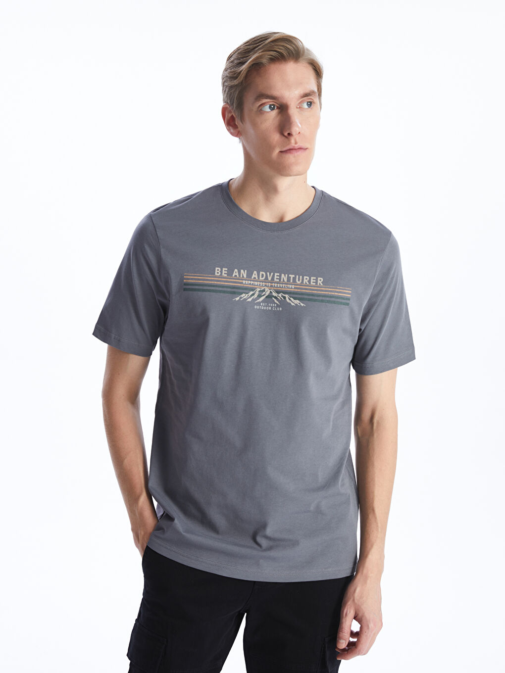 Crew Neck Short Sleeve Printed Combed Cotton Men's T-shirt -S47265Z8-R2H