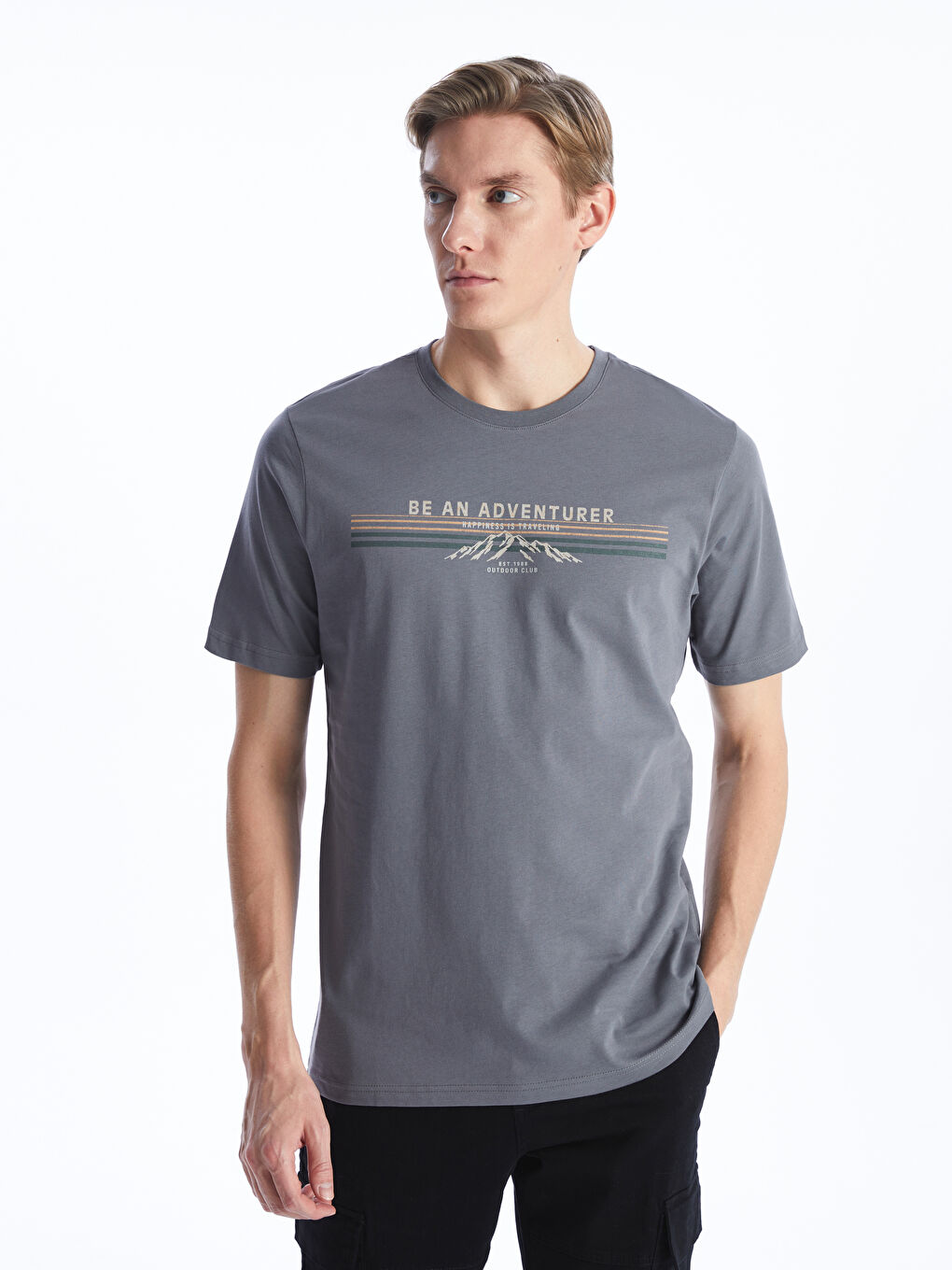 Crew Neck Short Sleeve Printed Combed Cotton Men's T-shirt -S47265Z8-R2H