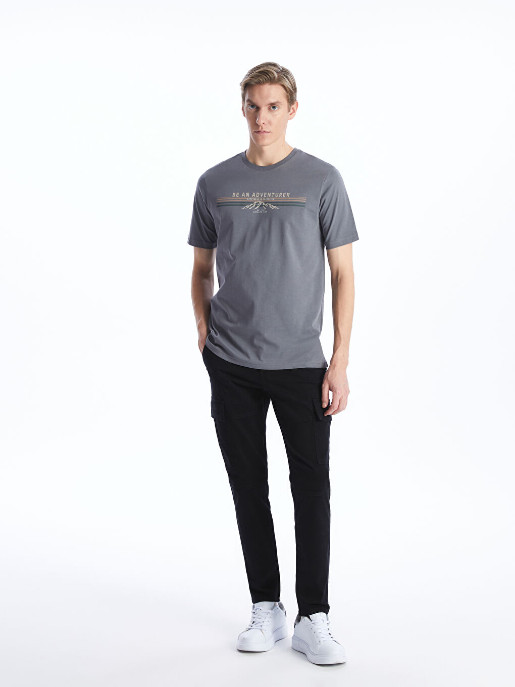 Crew Neck Short Sleeve Printed Combed Cotton Men's T-shirt -S47265Z8-R2H