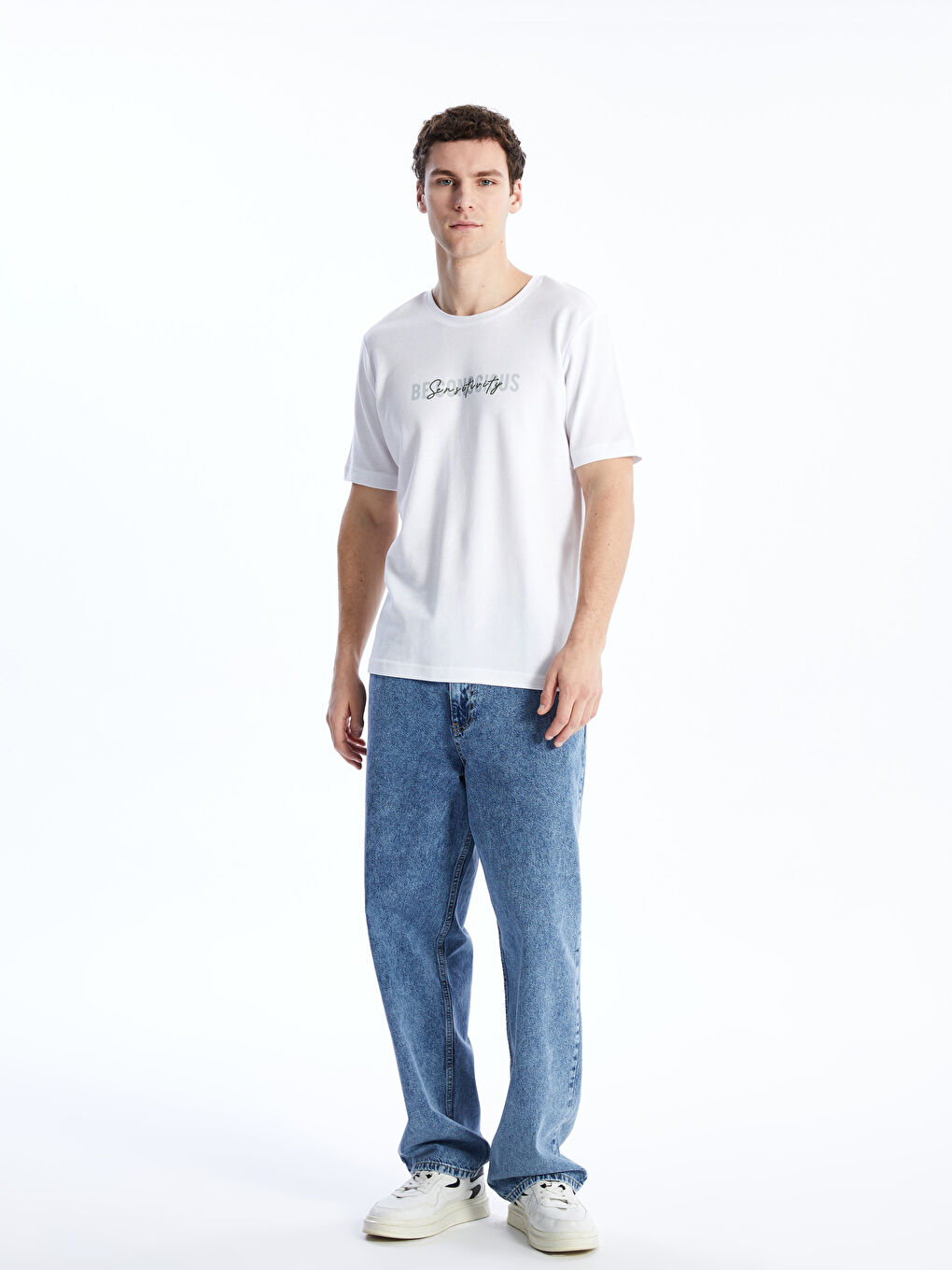 Crew Neck Short Sleeve Printed Piqué Men's T-Shirt -S47268Z8-Q6K