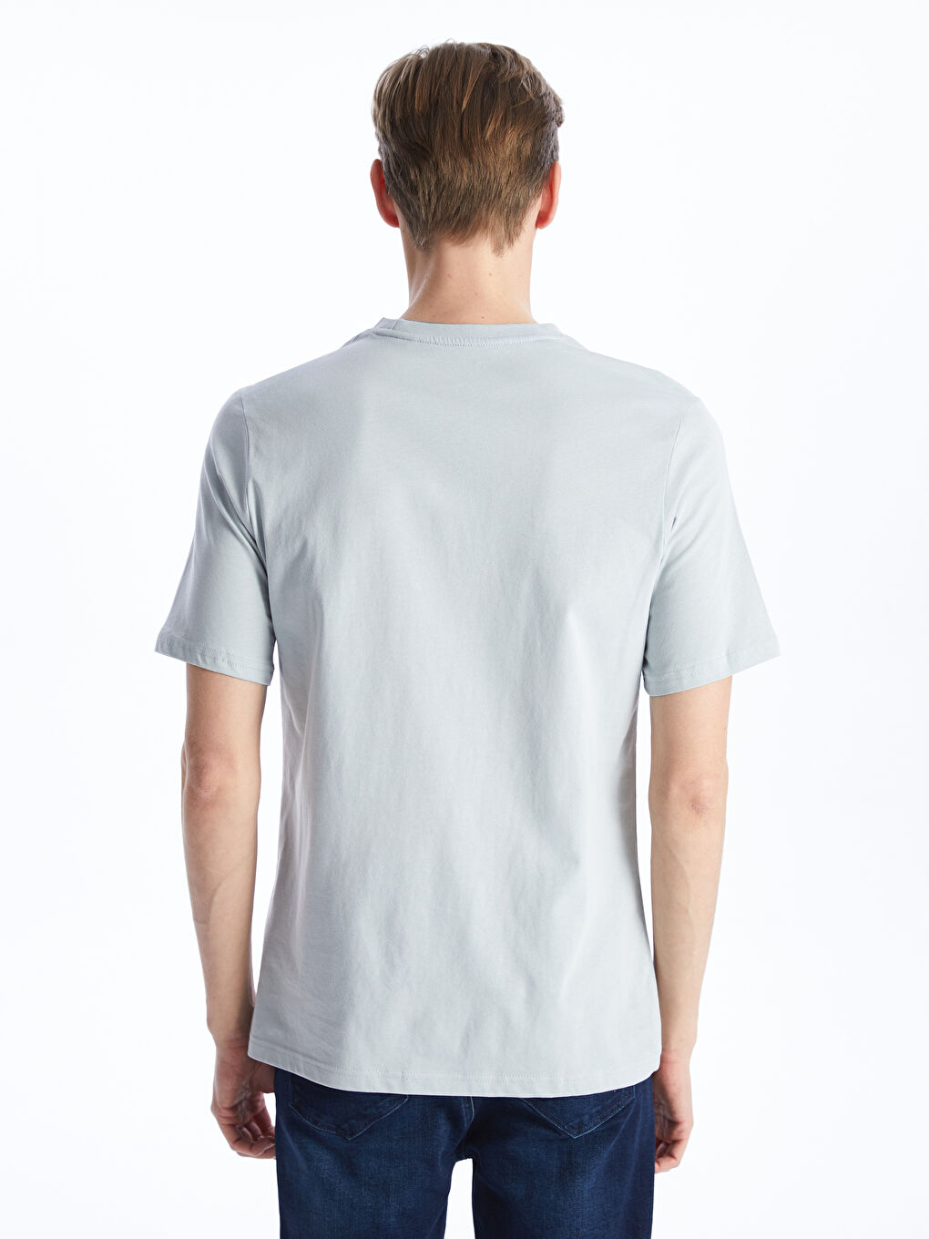 Crew Neck Short Sleeve Printed Combed Cotton Men's T-shirt -S47273Z8-VL4