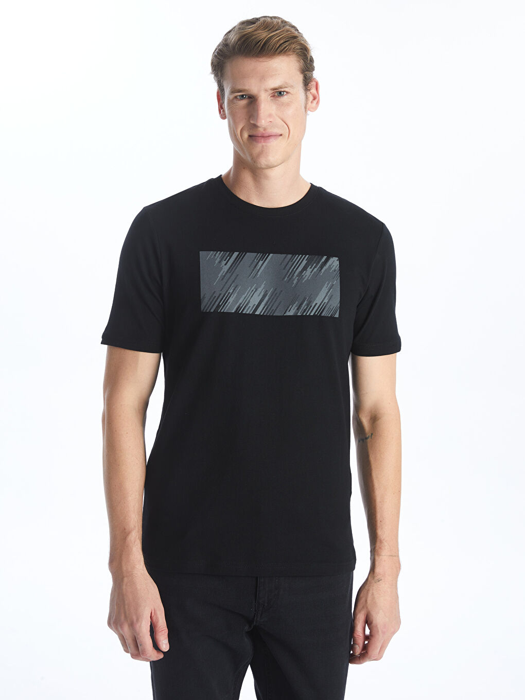 Crew Neck Short Sleeve Printed Combed Cotton Men's T-shirt -S47277Z8-CVL