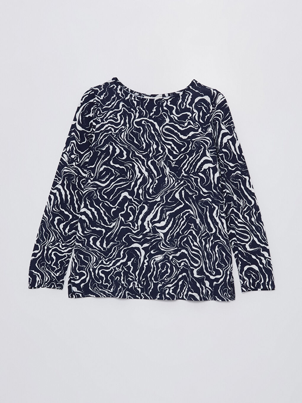 Crew Neck Patterned Long Sleeve Women's Blouse -S47284Z8-LSJ
