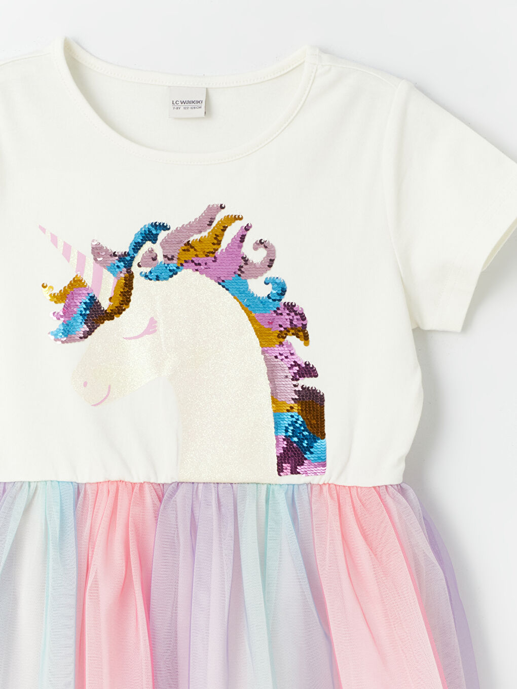 Платье с круглым вырезом и принтом для девочек-2