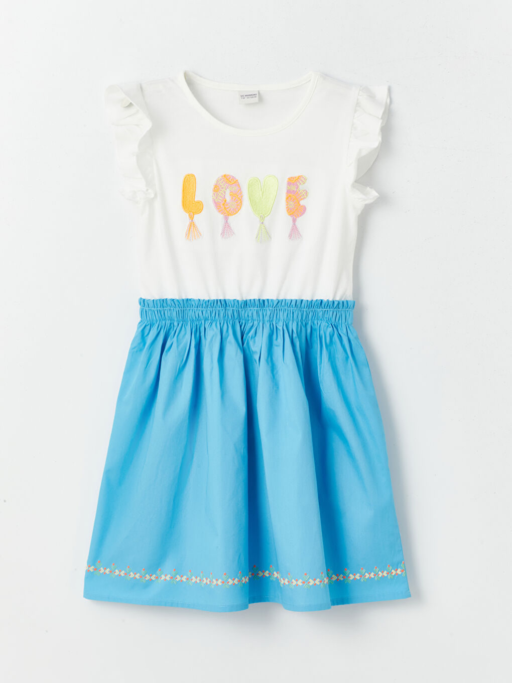 Crew Neck Embroidered Girls' Dress