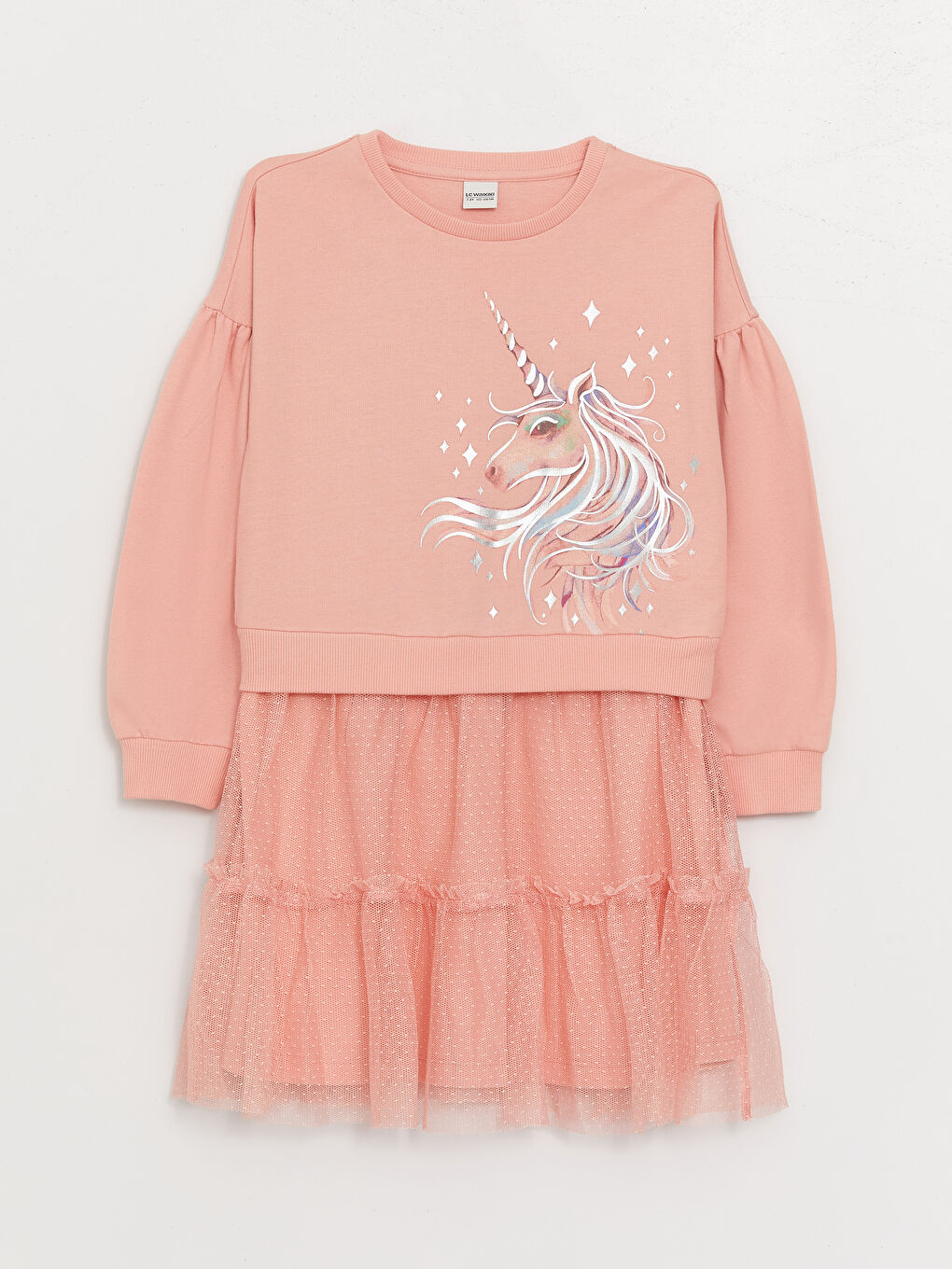 Crew Neck Printed Long Sleeve Girls' Dress -S47312Z4-FGD