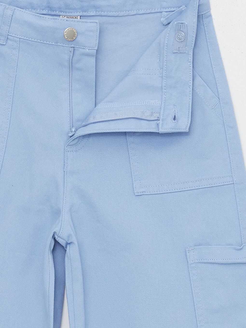 Mavi Beli Ayarlanabilir Lastikli Kız Çocuk Pantolon-2