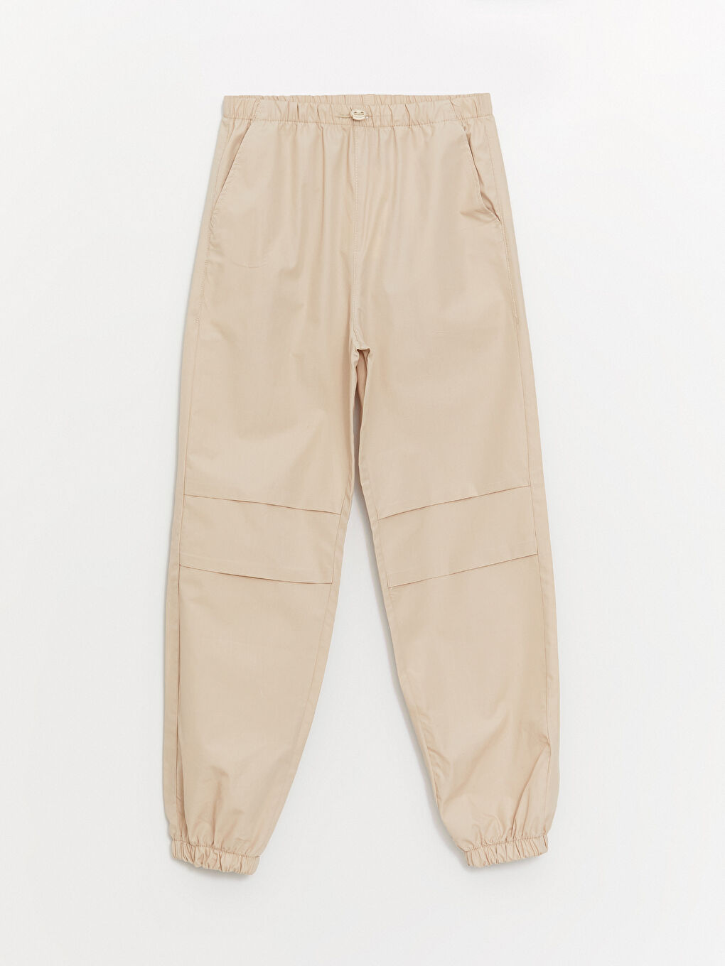 LCW Kids Bej Beli Lastikli Kız Çocuk Jogger Pantolon