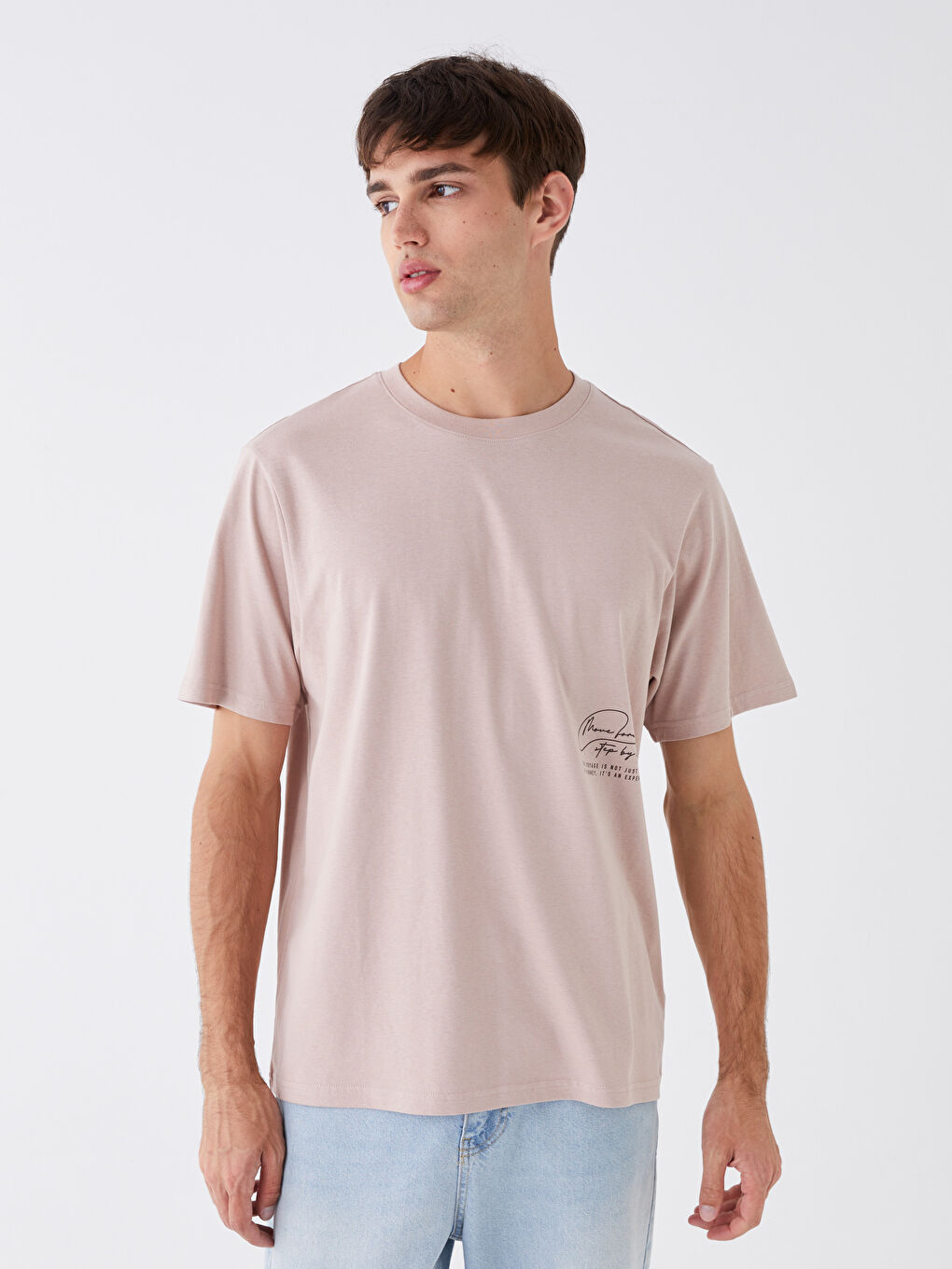 XSIDE Crew Neck Short Sleeve Printed Combed Cotton Men's T-shirt -S47351Z8-VY3