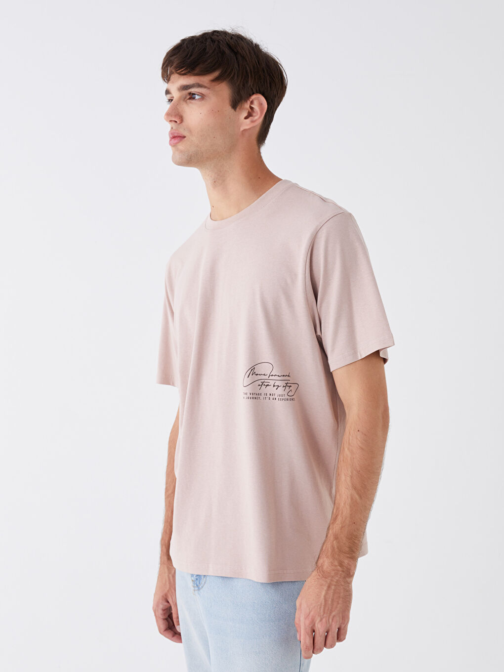XSIDE Crew Neck Short Sleeve Printed Combed Cotton Men's T-shirt -S47351Z8-VY3