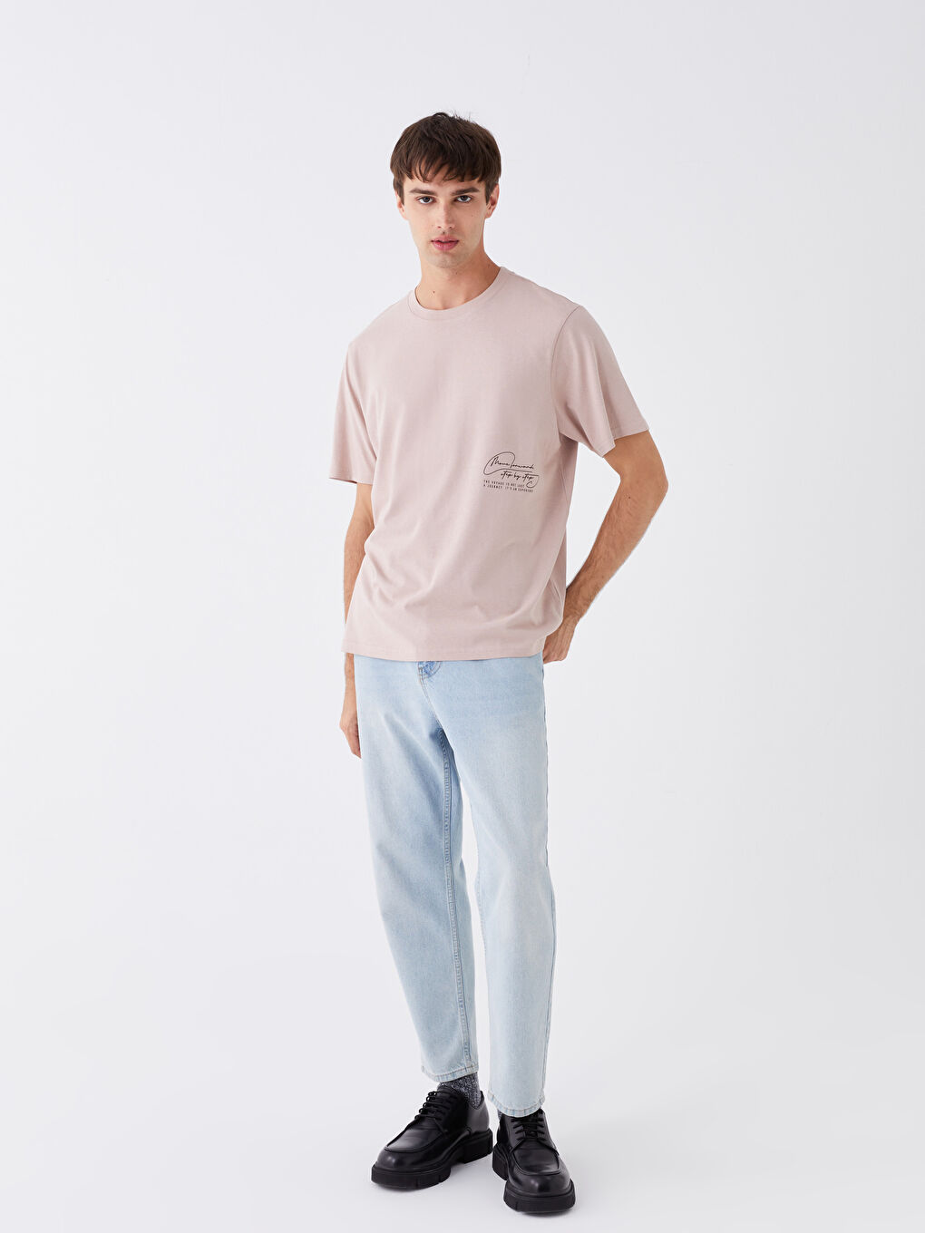 XSIDE Crew Neck Short Sleeve Printed Combed Cotton Men's T-shirt -S47351Z8-VY3
