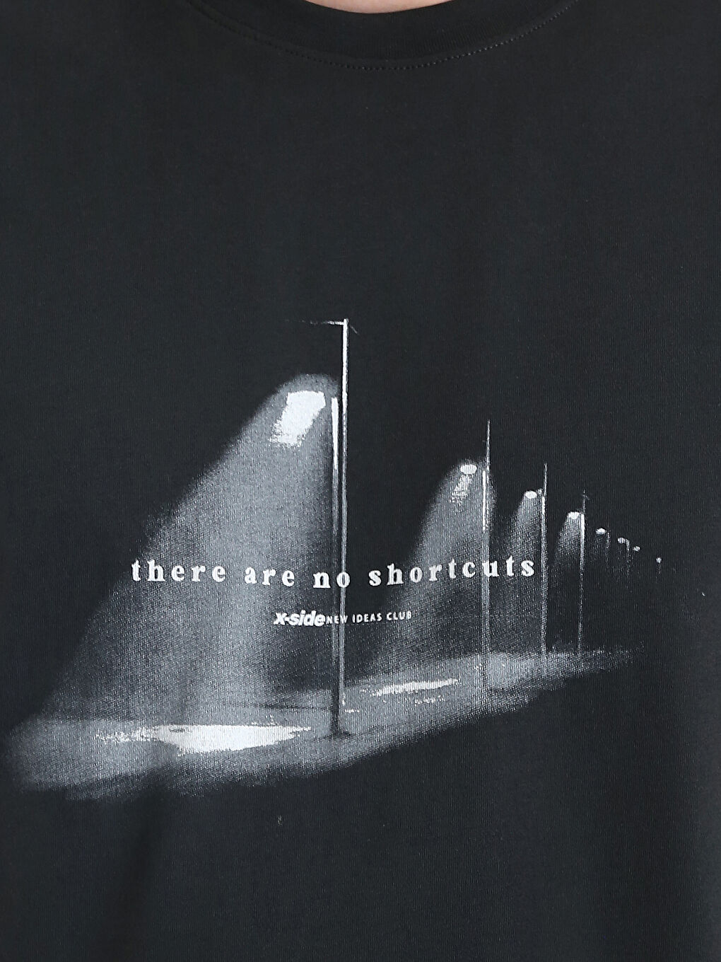 Antrasit Bisiklet Yaka Kısa Kollu Baskılı Penye Erkek Tişört-4