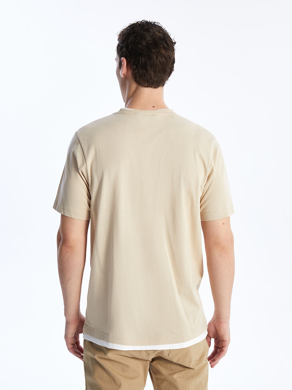 تيشيرت رجالي ياقة دائرية كم قصير مطبوع قطن ممشط-4