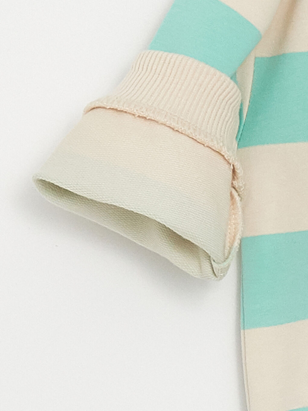 Ekru Bisiklet Yaka Çizgili Erkek Bebek Sweatshirt-2