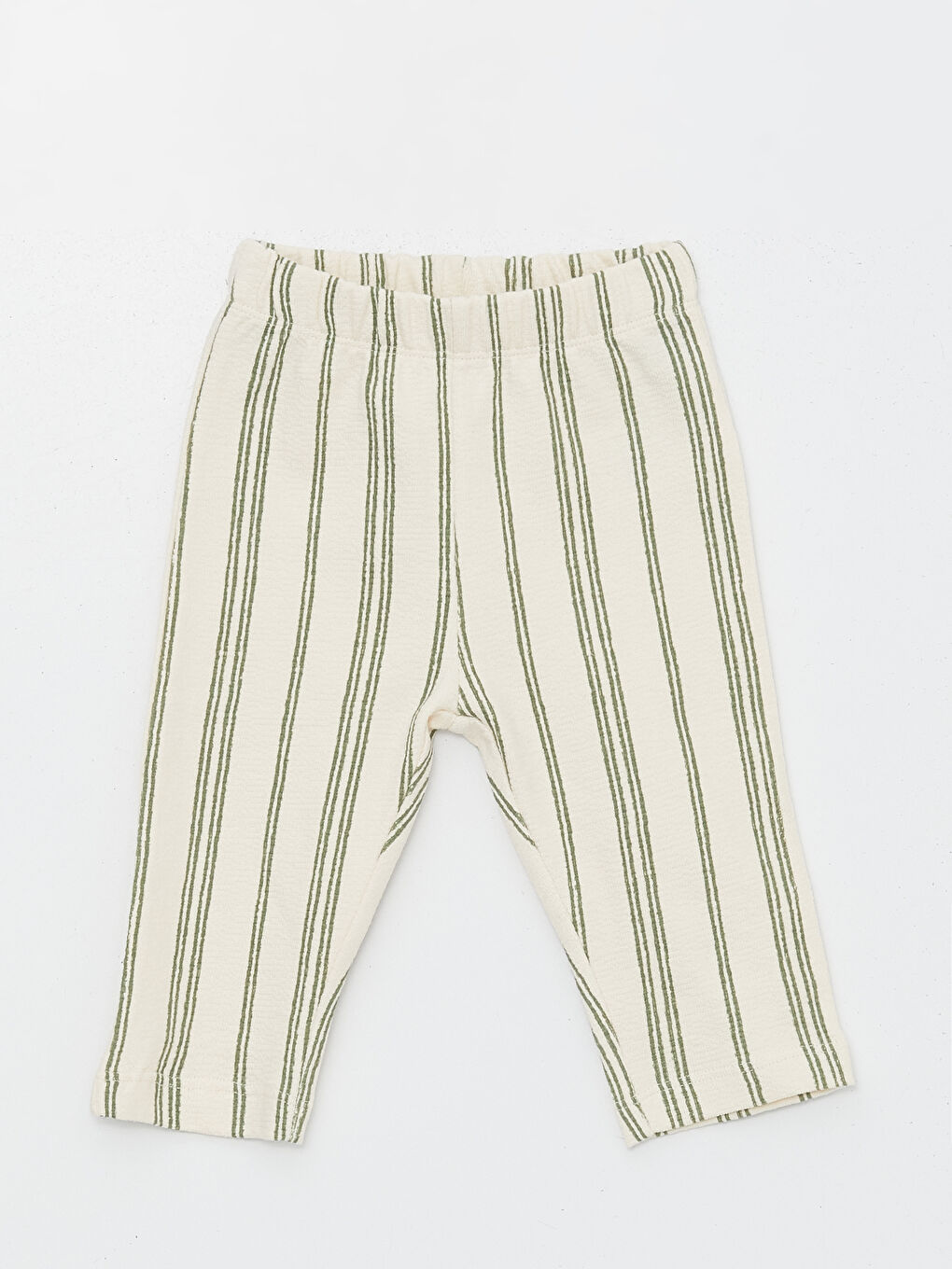 Ekru Beli Lastikli Çizgili Erkek Bebek Pantolon