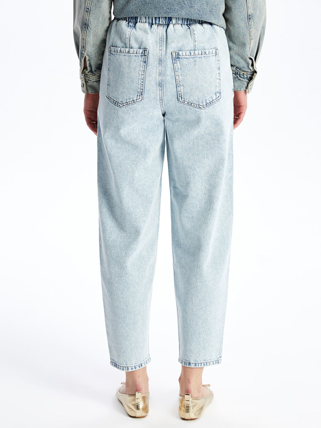 Elasticated Waist Mom Fit Women's Jeans -S47510Z8-311