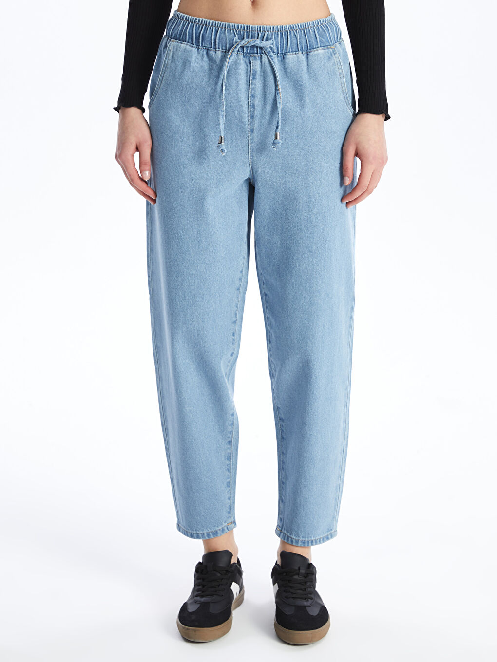 Elasticated Waist Mom Fit Women's Jeans -S47511Z8-507