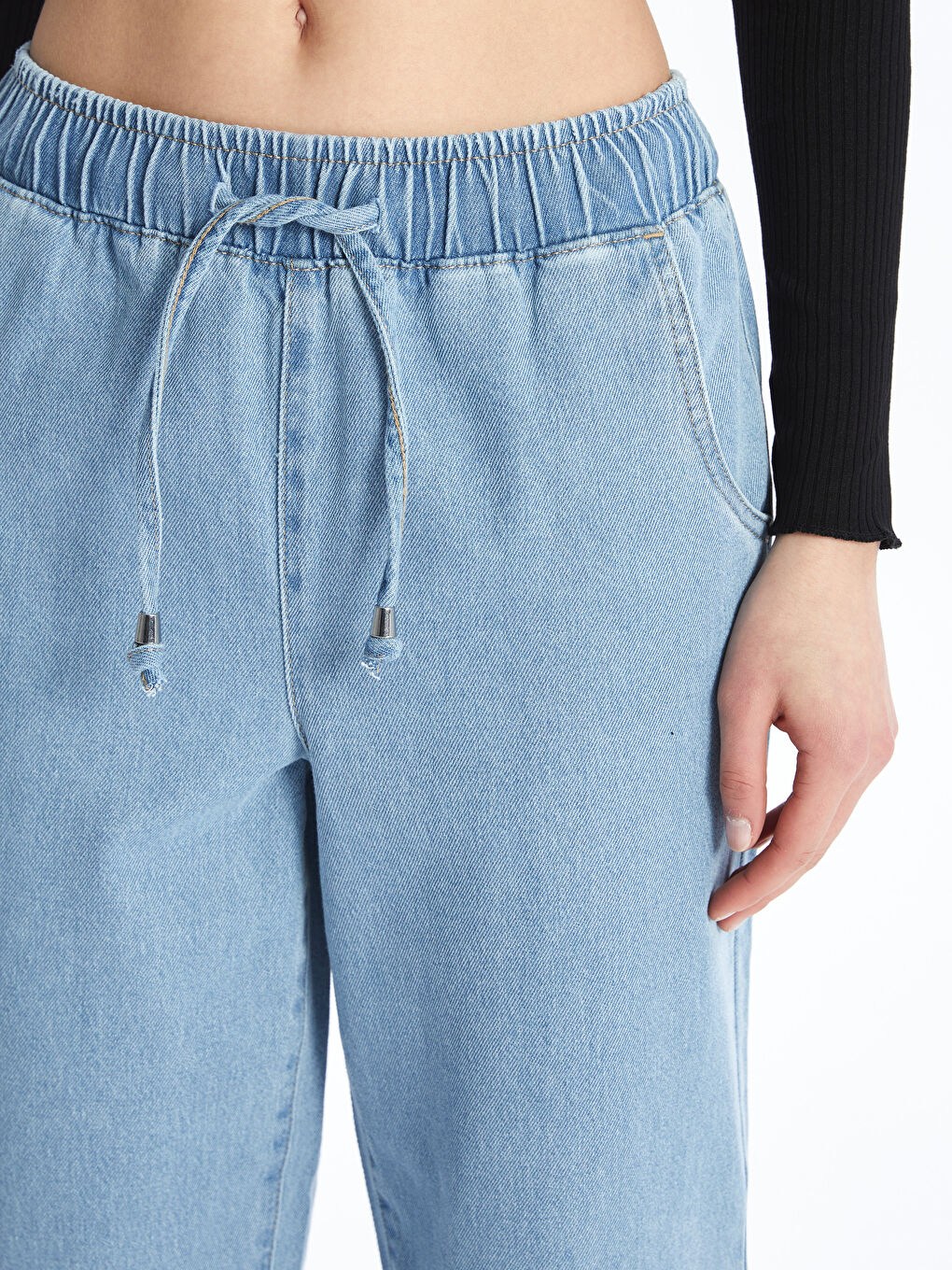 Elasticated Waist Mom Fit Women's Jeans -S47511Z8-507