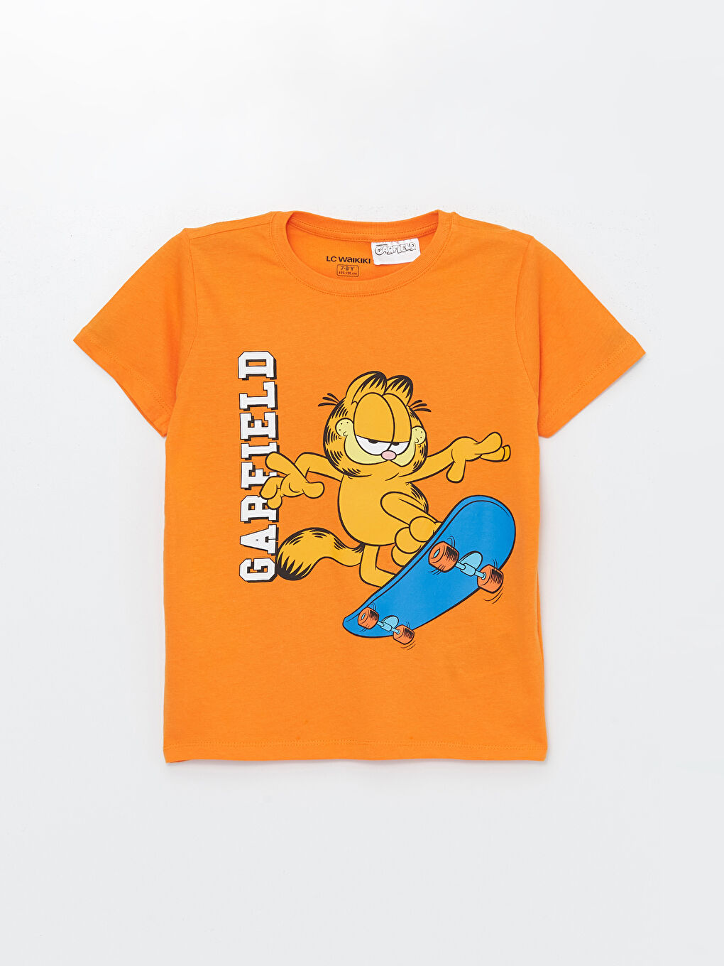 LCW Kids Canlı Turuncu Bisiklet Yaka Garfield Baskılı Kısa Kollu Erkek Çocuk Şortlu Pijama Takımı - 1