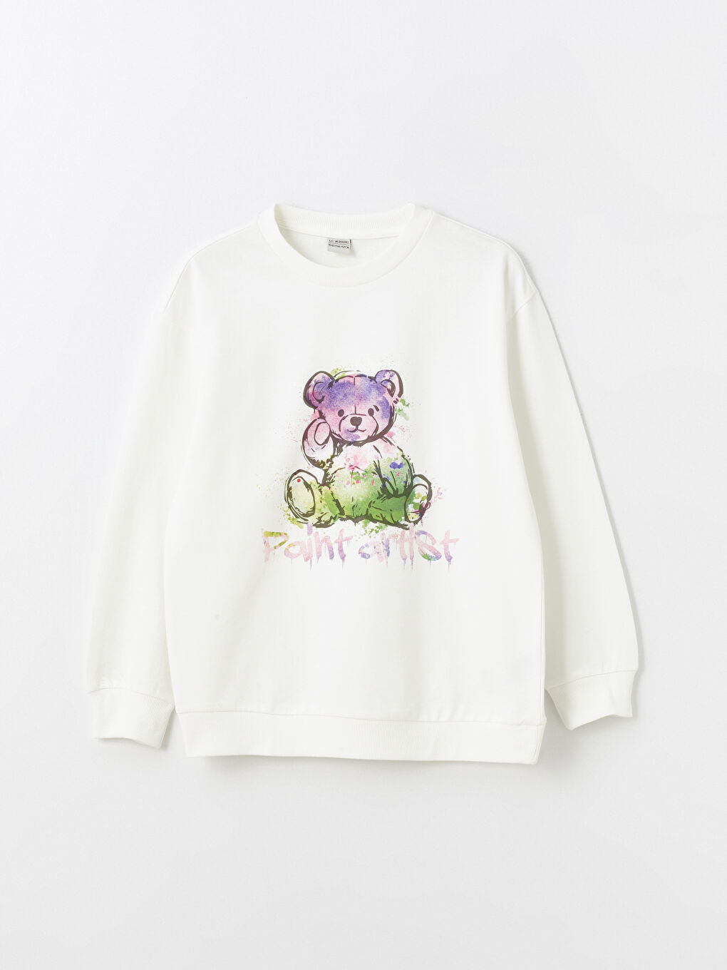 Crew Neck Printed Long Sleeve Girls' Sweatshirt