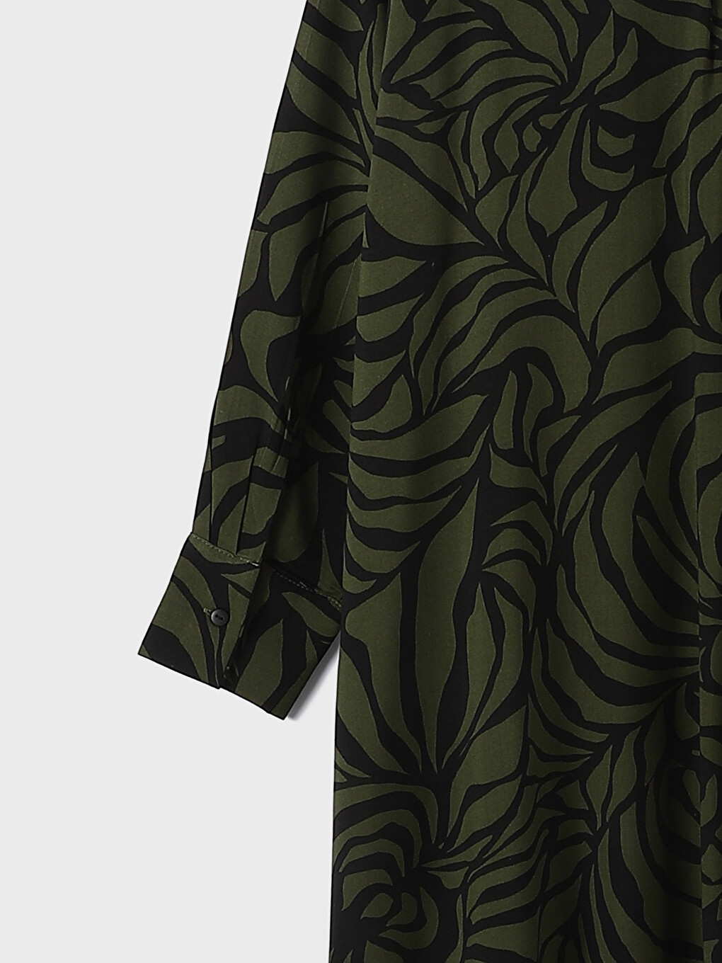 Collared Neck Patterned Long Sleeve Women's Dress-3