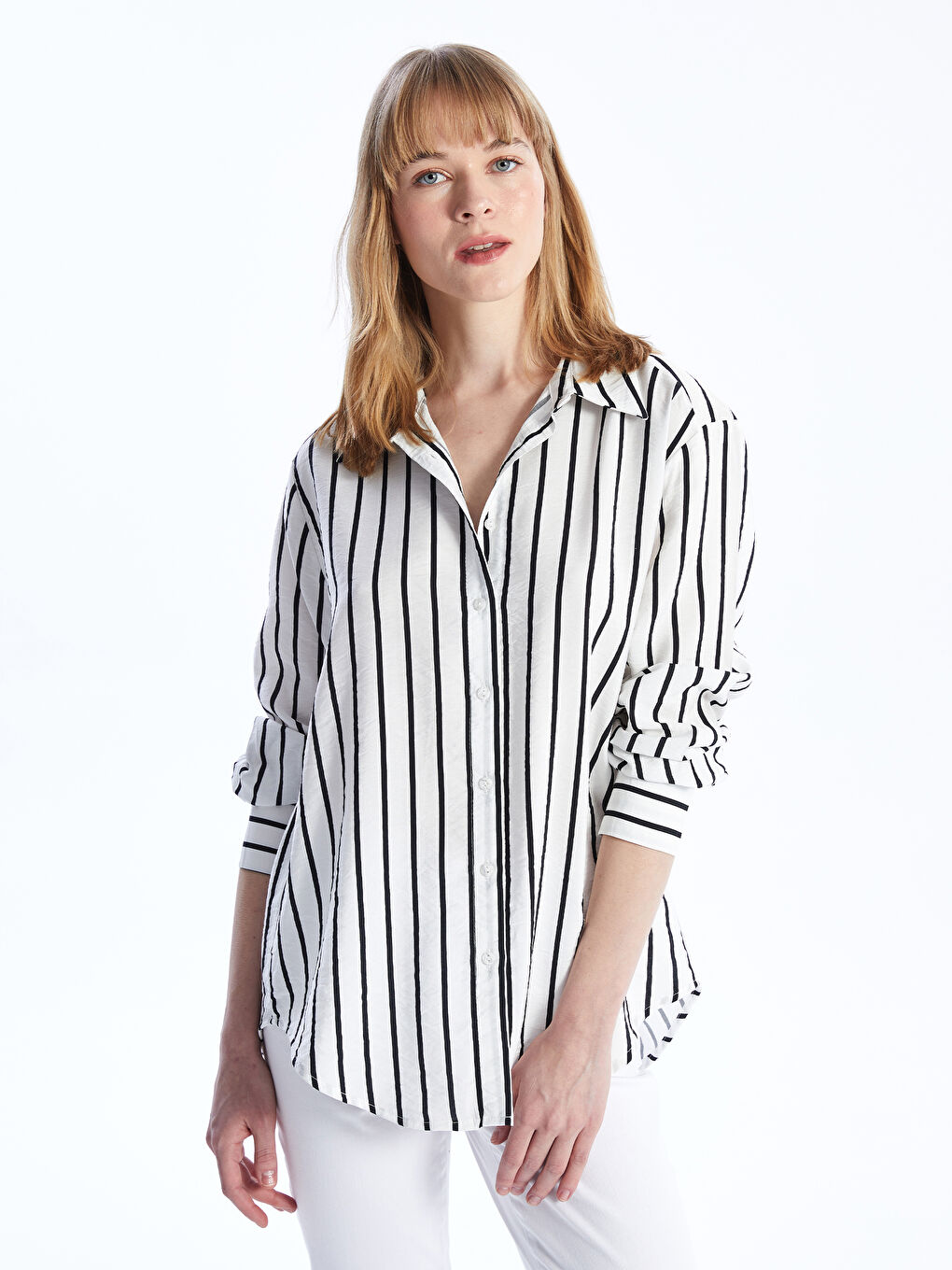 قميص مخطط بأكمام طويلة -S47535Z8-LEG
