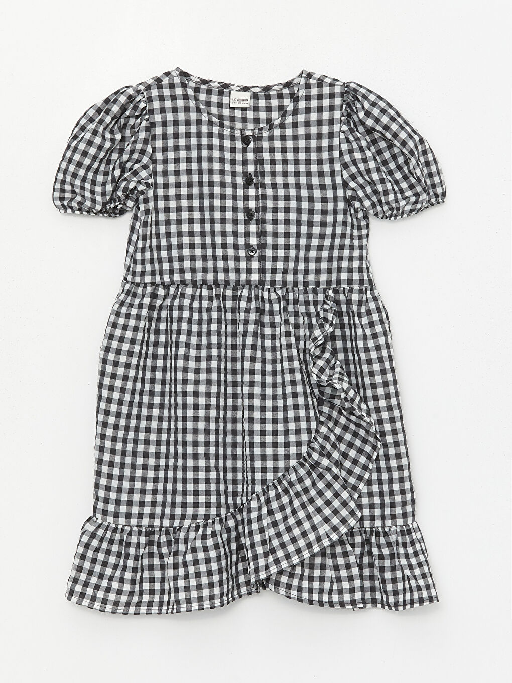 Crew Neck Plaid Short Sleeve Girls' Dress -S47644Z4-LKX