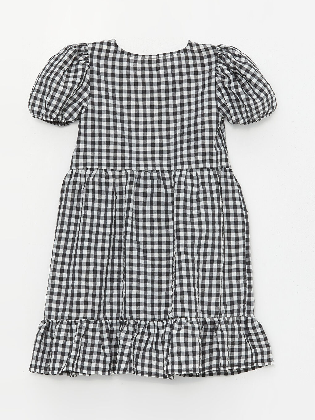 Crew Neck Plaid Short Sleeve Girls' Dress -S47644Z4-LKX