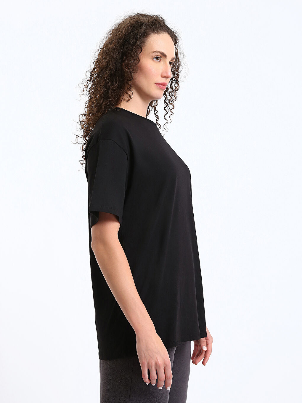 T-shirt pour Femmes à Manches Courtes Uni à Col Rond-6