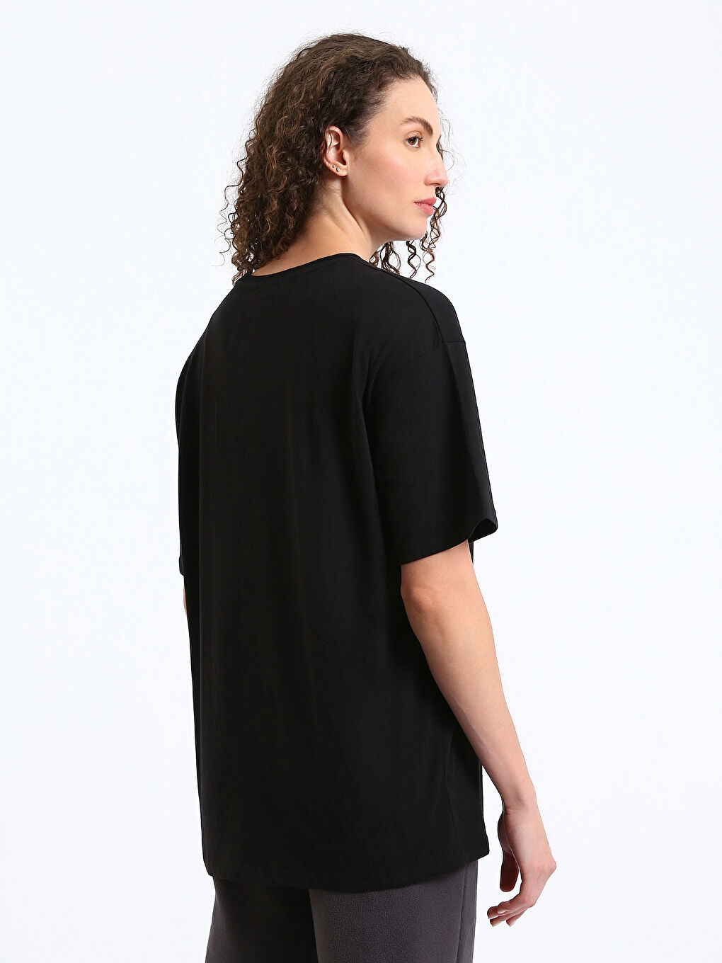 T-shirt pour Femmes à Manches Courtes Uni à Col Rond-8